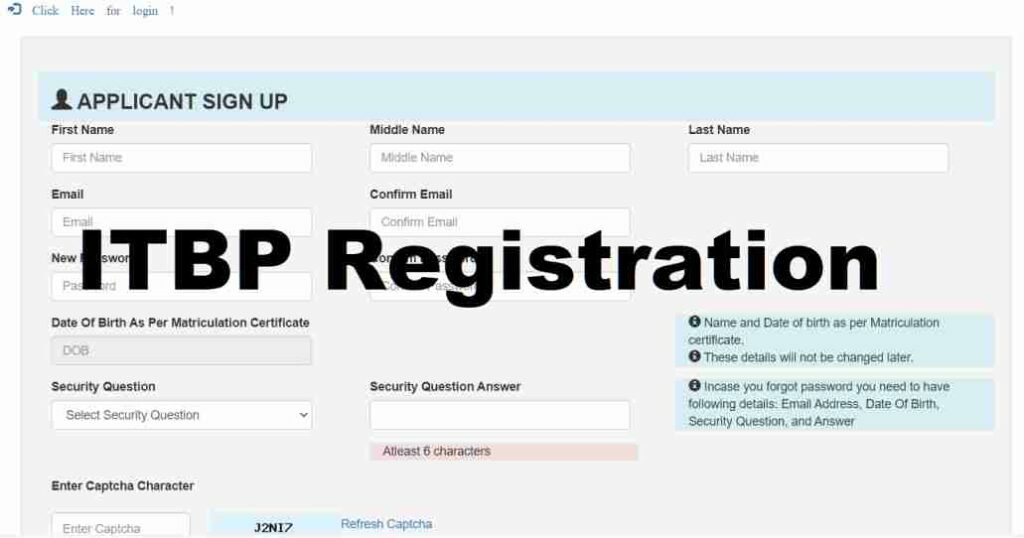 ITBP Bharti Online Form